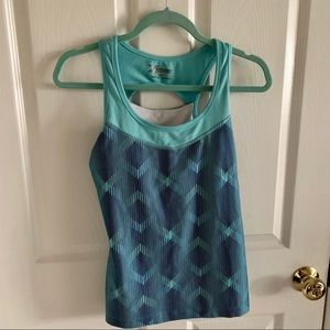 Xersion Graphic Blue Athletic Razorback Tanktop Size Small